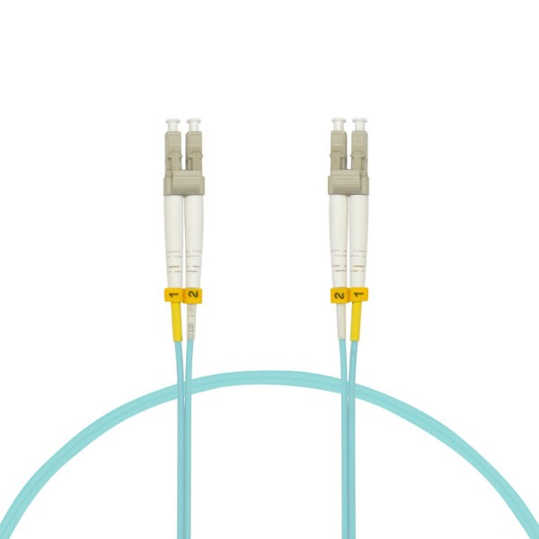1.5m LC/UPC-LC/UPC OM3 Multimode Duplex OFNR 2.0mm  Aqua Fiber Optic Patch Cable - Image 2