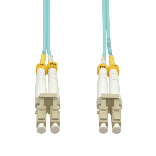 1.5m LC/UPC-LC/UPC OM3 Multimode Duplex OFNR 2.0mm  Aqua Fiber Optic Patch Cable - Image 3