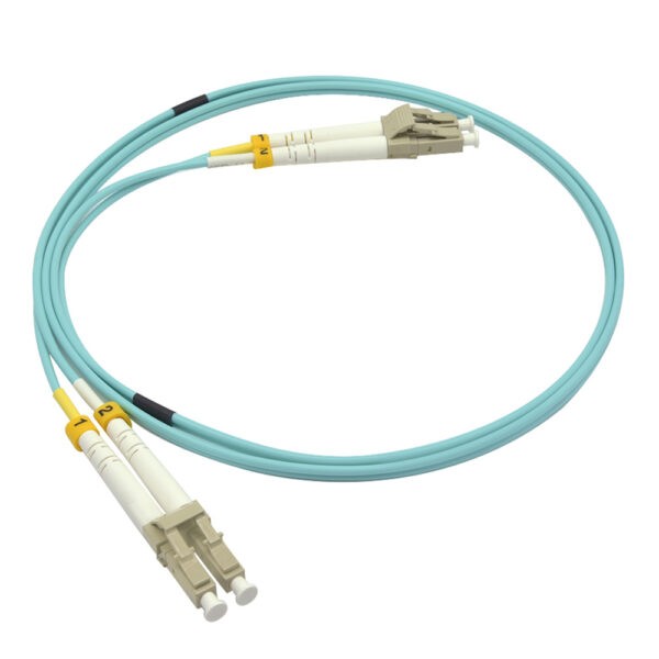 1.5m LC/UPC-LC/UPC OM3 Multimode Duplex OFNR 2.0mm  Aqua Fiber Optic Patch Cable - Image 4