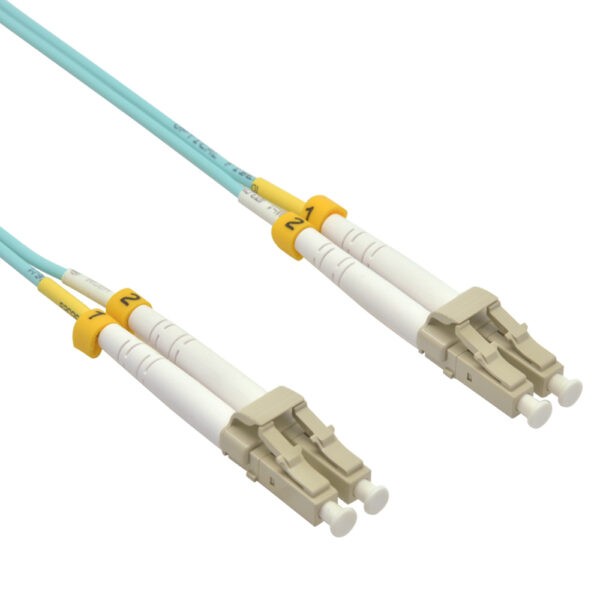 1.5m LC/UPC-LC/UPC OM3 Multimode Duplex OFNR 2.0mm  Aqua Fiber Optic Patch Cable