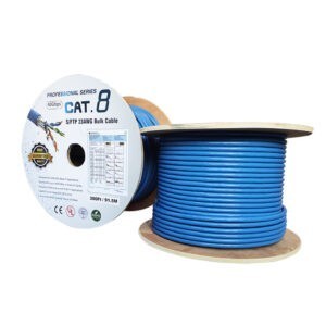 300Ft Cat8 Solid S/FTP Bulk Wire 23AWG 40Gbps Blue SKU: ATDS101022BL