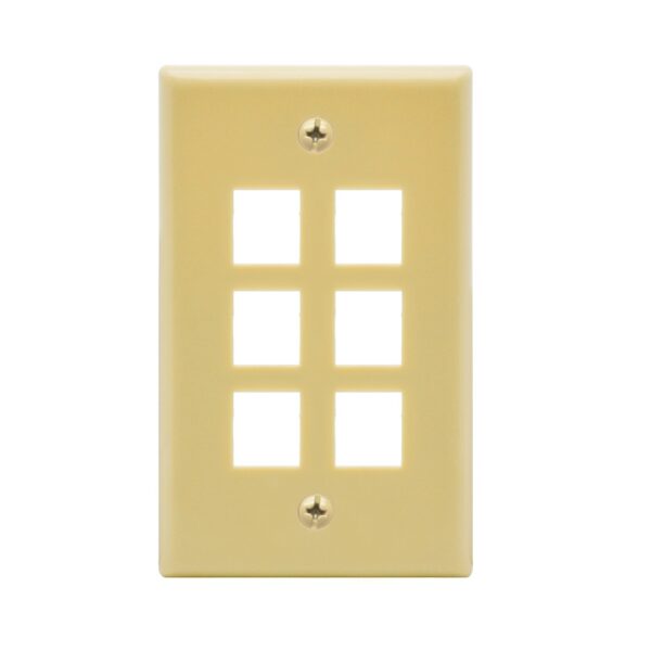 6Port Keystone Wallplate Ivory Smooth Face SKU: ATDS101835IV