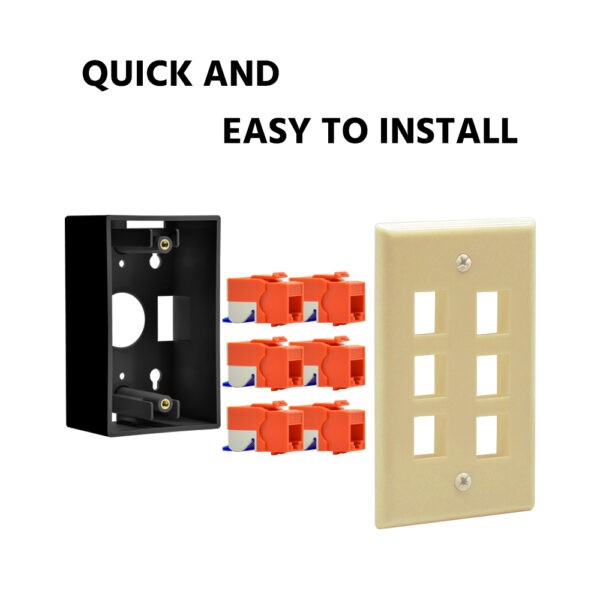 6Port Keystone Wallplate Ivory Smooth Face SKU: ATDS101835IV - Image 2