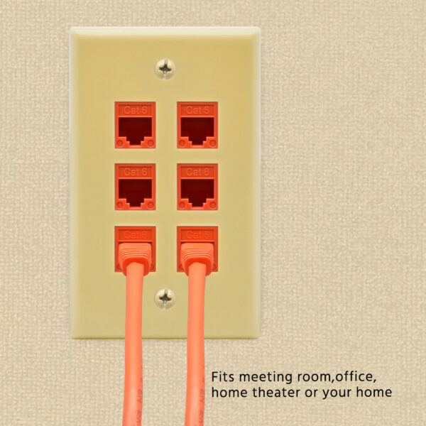 6Port Keystone Wallplate Ivory Smooth Face SKU: ATDS101835IV - Image 4