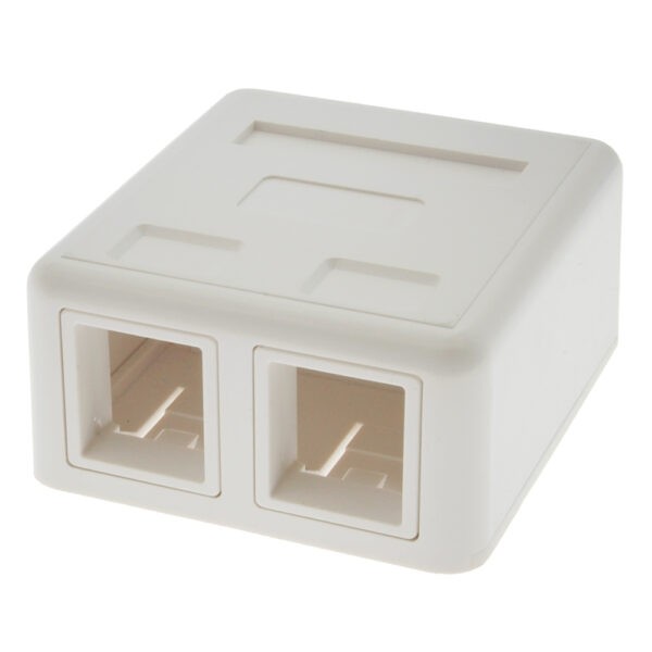 2 Port RJ45 Surface Mount Box White (Box only) SKU: ATDS101920WT