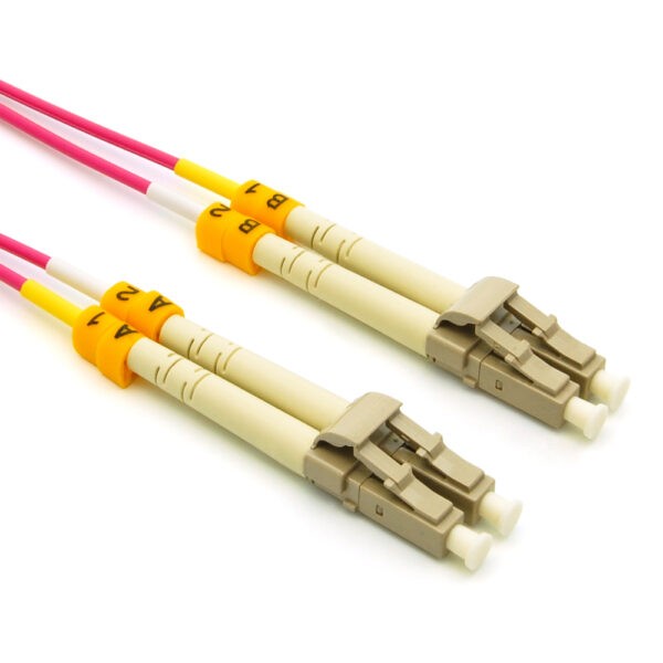 1m LC/UPC-LC/UPC OM4 Multimode Duplex OFNR 2.0mm Erika Violet Fiber Optic Patch Cable SKU: ATDS102957