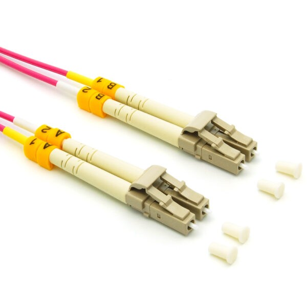 1m LC/UPC-LC/UPC OM4 Multimode Duplex OFNR 2.0mm Erika Violet Fiber Optic Patch Cable SKU: ATDS102957 - Image 2