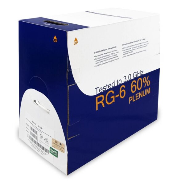 1000Ft RG6 CCS CMP (Plenum) Quad Shield Coax Cable White SKU: ATDS202811