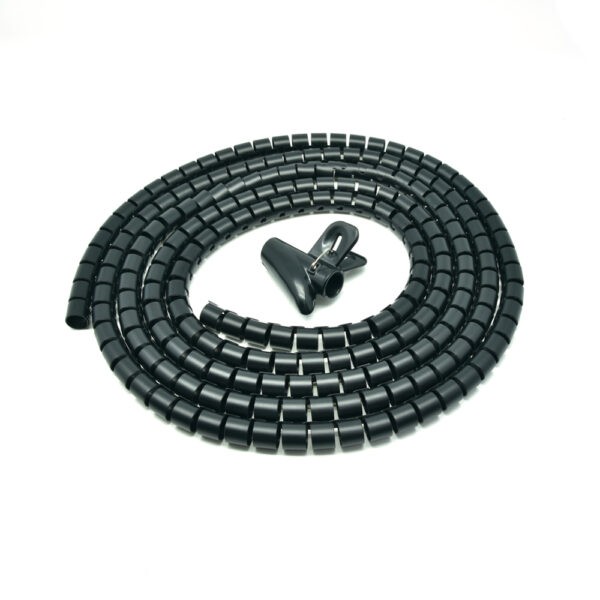 Spiral Cable Zip Wrap Black 20mm x 1.5m (0.8" x 4.92Ft) SKU: ATDS220751BK