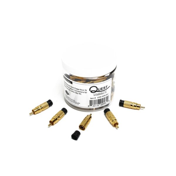 Rca(M) Compression, Rg6, Gold Plated, 75 Ohm, Black, 50/Jar