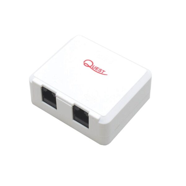 Cat6 Surface Mount Box, Dual Rj45, 8P8C,  Loaded, 110Idc, 568A/B, White