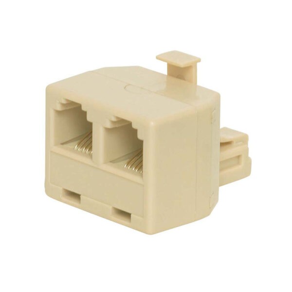 Duplex Adapter, 4P4C, Straight-Wired, Ivory
