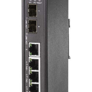 4 Port Industrial 10/100/1000 PoE+ Switch with 2 100/1000X SFP Ports