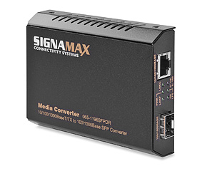 10/100/1000BaseT/TX to Dual-Rate 100Base or 1000Base SFP Media Converter SKU: 065-1196SFPDR