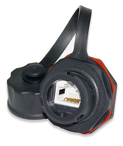 Category 5e Screened Industrial Grade Jack with Protective Cap, T568A/B Wiring, IP67 Rated SKU: KJS458IG-C5E