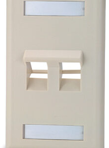 4-Port Single-Gang Angled Keystone Faceplate with Labeling, Dark Ivory SKU: SKFLA-4-DI