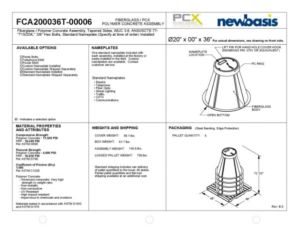 (Part Number - fca200036t-h) 20'' x 00'' x 36'' - 20 x 00 x 36 - 20x00x36 - Tapered Polymer Concrete Assembly - OSP Handholes - Outside Plant Handholes - Tapered Fiberglass Assembly - Electrical Pull Boxes – Underground Enclosures – Underground Vaults Vaults- Build America Buy America Vaults- Handholes- BABA Compliant Vaults- BABA Compliant Handholes- Made in America Vaults- Made in American Handholes- Made in USA Vaults- Made in USA Handholes – Fiber Vaults – Fiber Handholes - NewBasis - Image 2