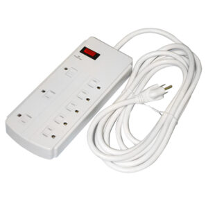 Quest Technology Wide Surge Strip - 8-Outlets + 12Ft. Cord - White - Etl EPD-1808 - Quest