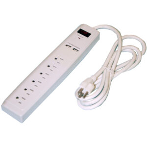 Quest Technology Surge Strip - 6-Outlets W/ 2 Usb Ports - Etl - White EPD-1926W - Quest