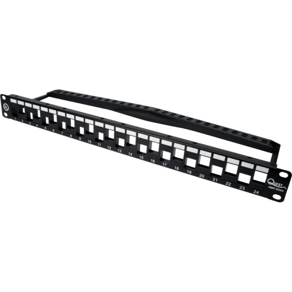 Quest Technology Unloaded Staggered Patch Panel W/ Manager - 24-Port - 1U - Standard NBP-6324 - Quest