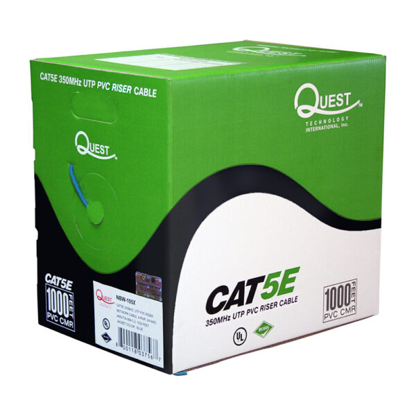 Quest Technology Cat5E Pvc Riser - Utp 350Mhz Network Cable - 1000 Ft - Blue NBW-1052 - Quest