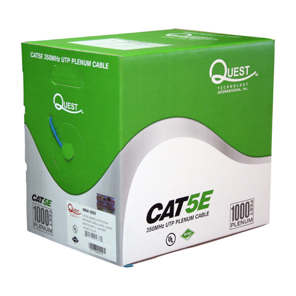 Quest Technology Cat5E Plenum - Utp 350Mhz Network Cable - 1000Ft - Blue NBW-2052 - Quest