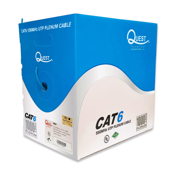Quest Technology Cat6 Plenum - Utp 550Mhz Network Cable - 1000Ft - Blue NBW-2062 - Quest