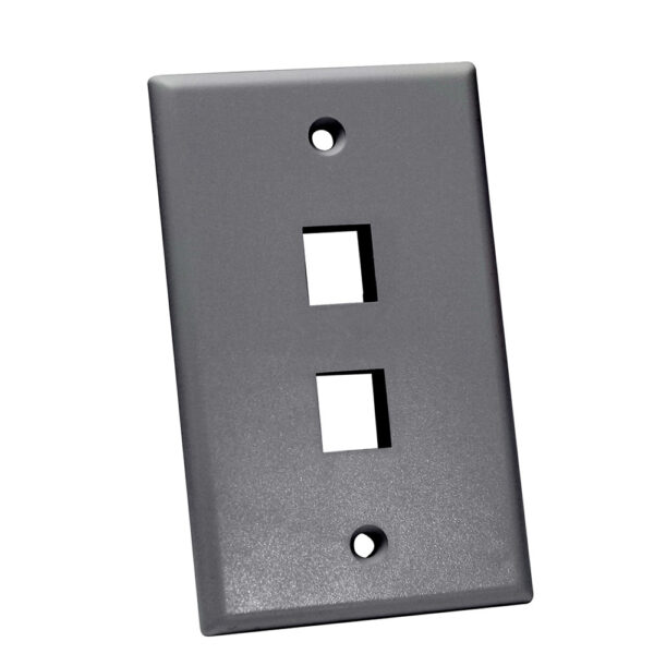 Quest Technology Keystone Wall Plate, Single-Gang - 2 Port, Gray NFP-1020 - Quest
