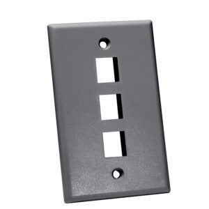 Quest Technology Keystone Wall Plate, Single-Gang - 3 Ports, Gray NFP-1030 - Quest