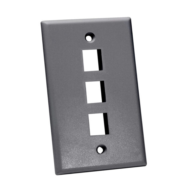 Quest Technology Keystone Wall Plate, Single-Gang - 3 Ports, Gray NFP-1030 - Quest