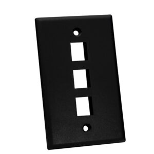 Quest Technology Keystone Wall Plate, Single-Gang - 3 Ports, Black NFP-1031 - Quest