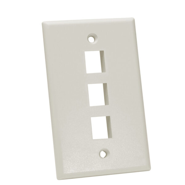 Quest Technology Keystone Wall Plate, Single-Gang - 3 Ports, Lt Almond NFP-1032 - Quest