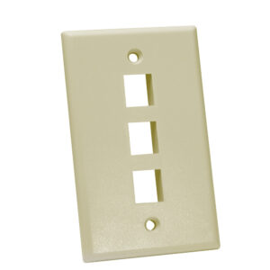 Quest Technology Keystone Wall Plate, Single-Gang - 3 Ports, Ivory NFP-1037 - Quest