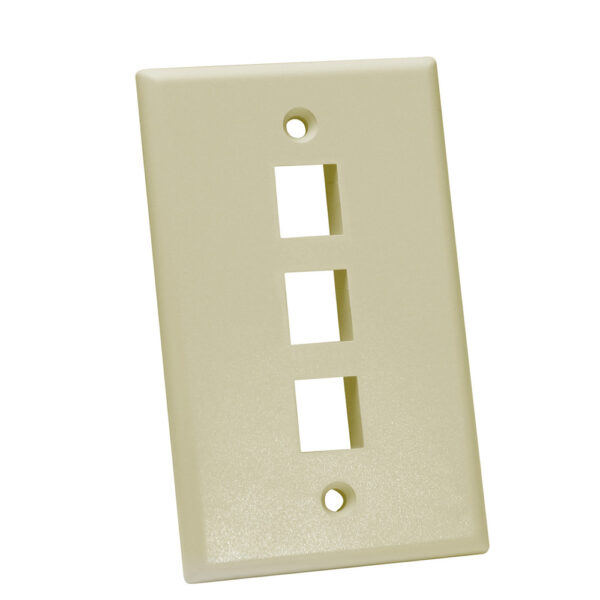 Quest Technology Keystone Wall Plate, Single-Gang - 3 Ports, Ivory NFP-1037 - Quest