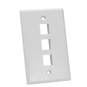 Quest Technology Keystone Wall Plate, Single-Gang - 3 Ports, White NFP-1038 - Quest