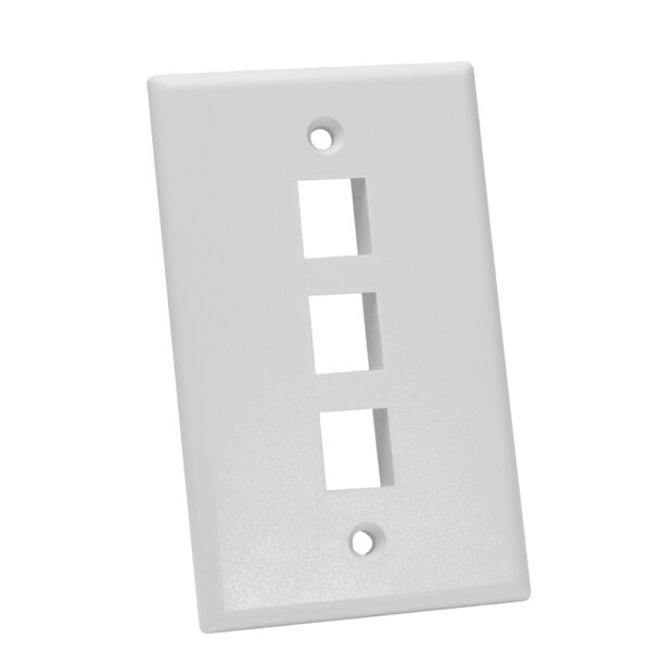 Quest Technology Keystone Wall Plate, Single-Gang - 3 Ports, White NFP-1038 - Quest