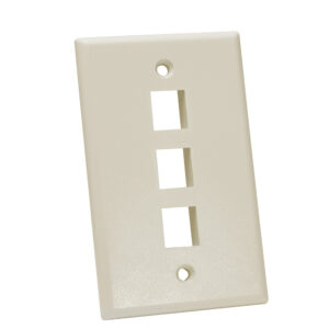 Quest Technology Keystone Wall Plate, Single-Gang - 3 Ports, Almond NFP-1039 - Quest