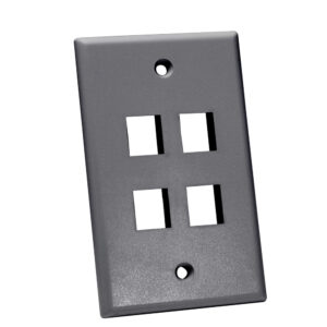 Quest Technology Keystone Wall Plate, Single-Gang - 4 Ports, Gray NFP-1040 - Quest
