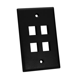 Quest Technology Keystone Wall Plate, Single-Gang - 4 Ports, Black NFP-1041 - Quest