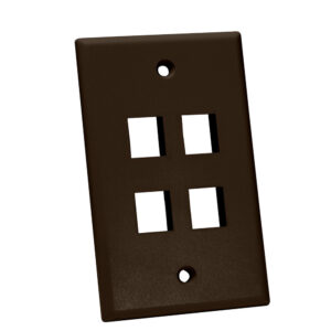 Quest Technology Keystone Wall Plate, Single-Gang - 4 Ports, Brown NFP-1043 - Quest