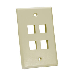 Quest Technology Keystone Wall Plate, Single-Gang - 4 Ports, Ivory NFP-1047 - Quest