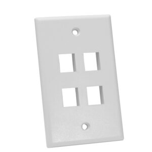 Quest Technology Keystone Wall Plate, Single-Gang - 4 Ports, White NFP-1048 - Quest
