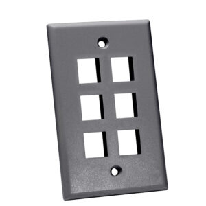 Quest Technology Keystone Wall Plate, Single-Gang - 6 Ports, Gray NFP-1060 - Quest