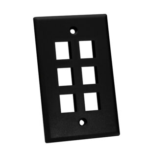 Quest Technology Keystone Wall Plate, Single-Gang - 6 Ports, Black NFP-1061 - Quest