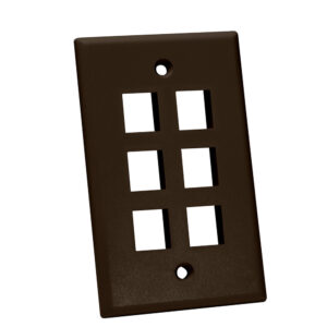 Quest Technology Keystone Wall Plate, Single-Gang - 6 Ports, Brown NFP-1063 - Quest