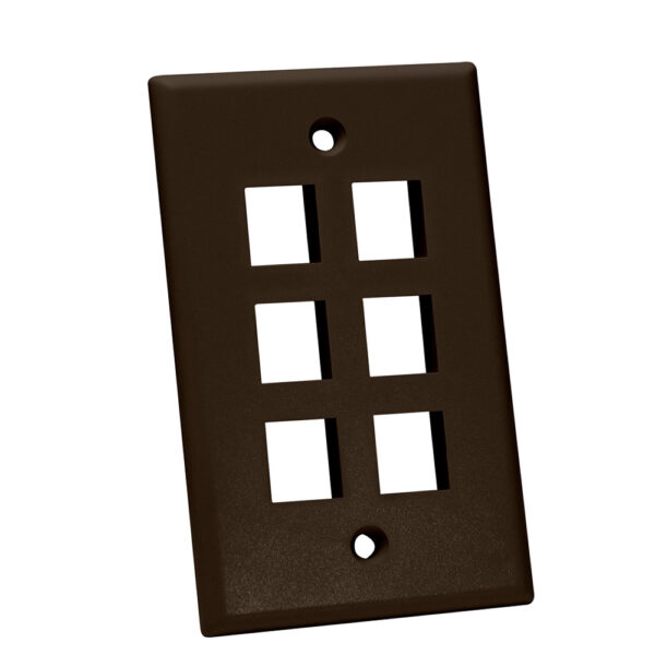 Quest Technology Keystone Wall Plate, Single-Gang - 6 Ports, Brown NFP-1063 - Quest