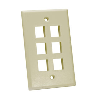 Quest Technology Keystone Wall Plate, Single-Gang - 6 Ports, Ivory NFP-1067 - Quest