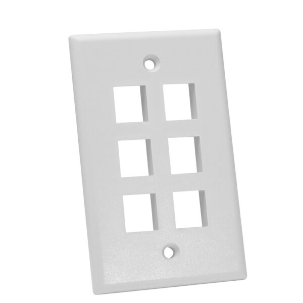 Quest Technology Keystone Wall Plate, Single-Gang - 6 Ports, White NFP-1068 - Quest
