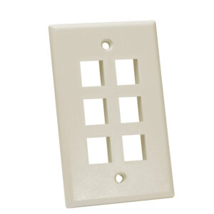 Quest Technology Keystone Wall Plate, Single-Gang - 6 Ports, Almond NFP-1069 - Quest
