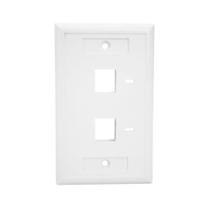 Quest Technology Keystone Wall Plate W/ Icon Slots & Tabs - White - 2 Port - Vertical NFP-2028 - Quest